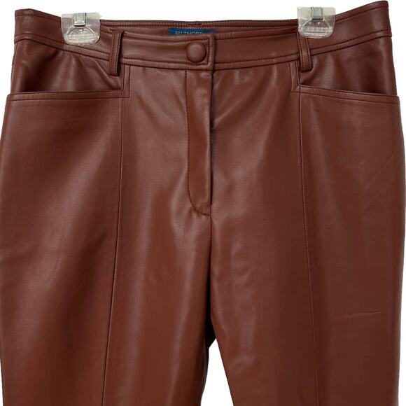 Vintage Biltmore Faux Leather Pants Cinnamon Brown Bootcut NWT Women's Size 12 - Picture 3 of 10